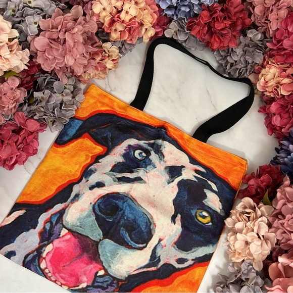 Eco-Friendly Goofy Black and White Dalmatian Dog Folding Tote Bag - Picture 4 of 15